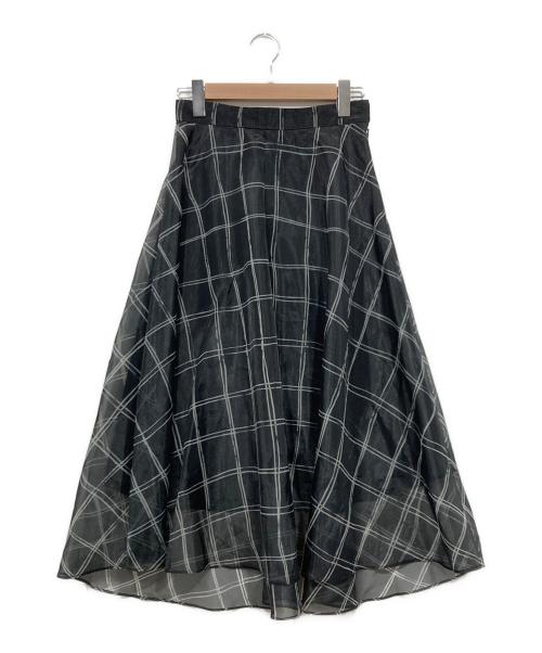 ESTNATION（エストネーション）ESTNATION (エストネーション) オーガンジーフレアスカート ブラック サイズ:38の古着・服飾アイテム