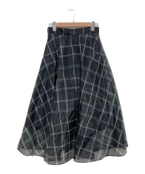 ESTNATION（エストネーション）ESTNATION (エストネーション) オーガンジーフレアスカート ブラック サイズ:38の古着・服飾アイテム