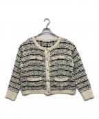 QTUMEクチューム）の古着「メタル釦ツイードライクニットジャケット」｜アイボリー