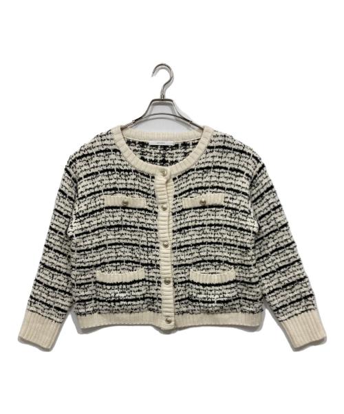 QTUME（クチューム）QTUME (クチューム) メタル釦ツイードライクニットジャケット アイボリー サイズ:38の古着・服飾アイテム