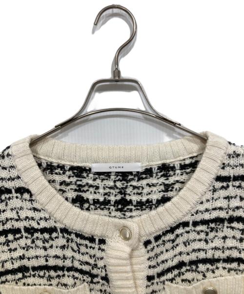 QTUME（クチューム）QTUME (クチューム) メタル釦ツイードライクニットジャケット アイボリー サイズ:38の古着・服飾アイテム