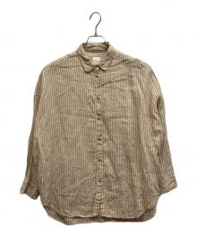 Spick and Span（スピック＆スパン）の古着「80リネンカシュクールビックシャツ」｜ベージュ