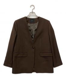 Spick and Span（スピック＆スパン）の古着「ウールライクノーカラールーズジャケット」｜ブラウン
