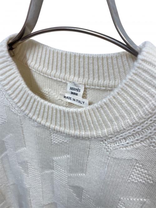 HERMES（エルメス）HERMES (エルメス) Hモチーフ ニットワンピース ホワイト サイズ:38の古着・服飾アイテム