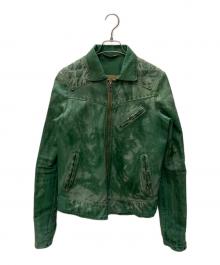 WLG by GIORGIO BRATO（ダブルエルジー バイ ジョルジオブラット）の古着「レザージャケット」｜グリーン