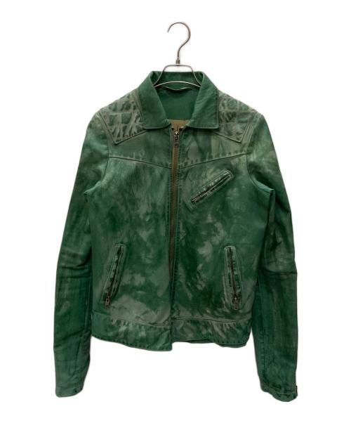 WLG by GIORGIO BRATO（ダブルエルジー バイ ジョルジオブラット）WLG by GIORGIO BRATO (ダブルエルジー バイ ジョルジオブラット) レザージャケット グリーン サイズ:SIZE 48の古着・服飾アイテム