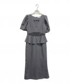 etre loinエトルワン）の古着「Sheer embroidered puff sleeve dress」｜グレー