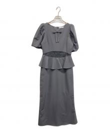 etre loin（エトルワン）の古着「Sheer embroidered puff sleeve dress」｜グレー