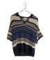 YOKE（ヨーク）の古着「BORDER MESH KNIT SKIPPER POLO SHIRT」｜ネイビー×アイボリー