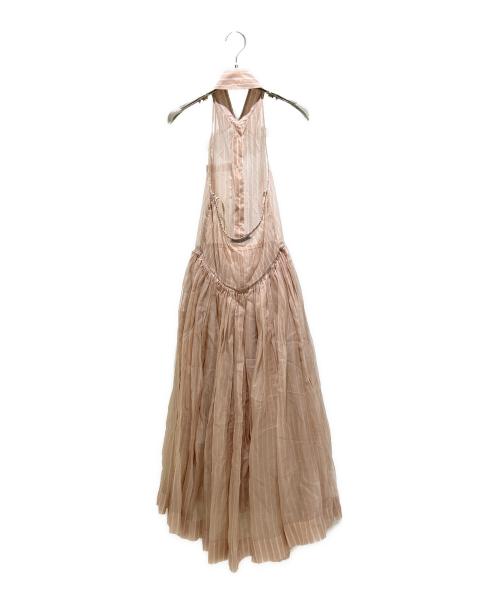 PRADA（プラダ）PRADA (プラダ) Striped Organza Midi Shirt Dress/ストライプ オーガンザ ミディ シャツワンピース/P3J34R/ ライトピンク サイズ:36の古着・服飾アイテム