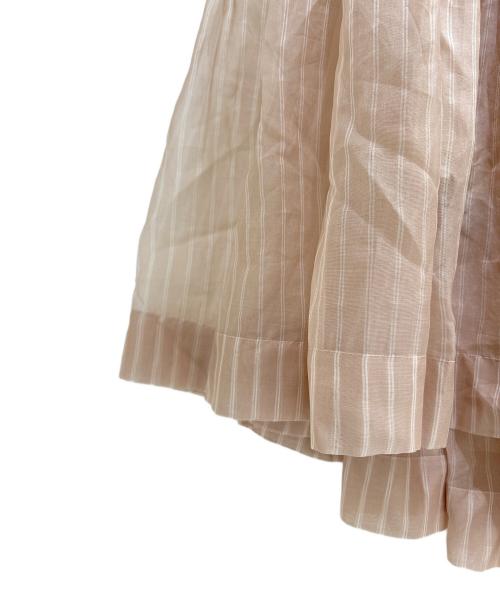 PRADA（プラダ）PRADA (プラダ) Striped Organza Midi Shirt Dress/ストライプ オーガンザ ミディ シャツワンピース/P3J34R/ ライトピンク サイズ:36の古着・服飾アイテム
