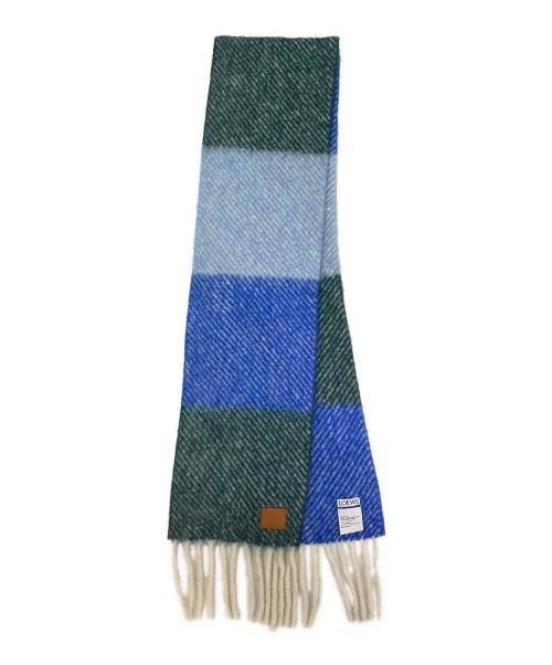 LOEWE（ロエベ）LOEWE (ロエベ) スカーフ（アルパカ&ウールブレンド） ブルー×グリーンの古着・服飾アイテム