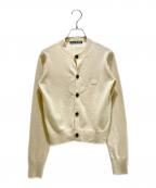 Acne studiosアクネ ストゥディオス）の古着「フェイスロゴクルーネックカーディガン　FA-WN-KNIT000003」｜アイボリー