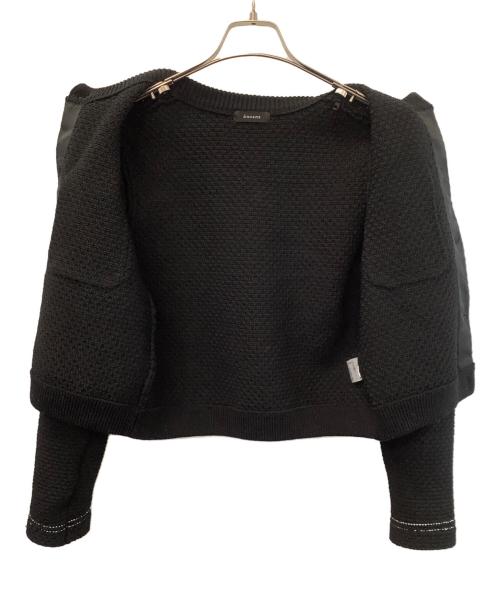 anuans（アニュアンス）anuans (アニュアンス) ノーカラーニットジャケット ブラック サイズ:Sの古着・服飾アイテム