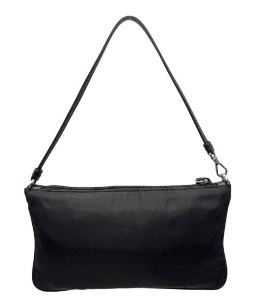 PRADA（プラダ）PRADA (プラダ) レザーストラップ付 フラットポーチ ブラックの古着・服飾アイテム