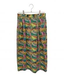 CABAN（キャバン）の古着「マルチジャカード 2タックスカート」｜グリーン