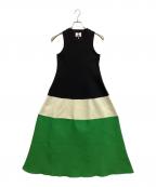 OMMOオーエムエムオー）の古着「TENT LINE BLOCKING KNIT OP」｜ブラック/ホワイト/グリーン