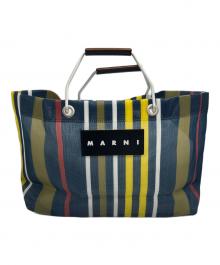 MARNI（マルニ）の古着「フラワーカフェトート」｜ネイビー