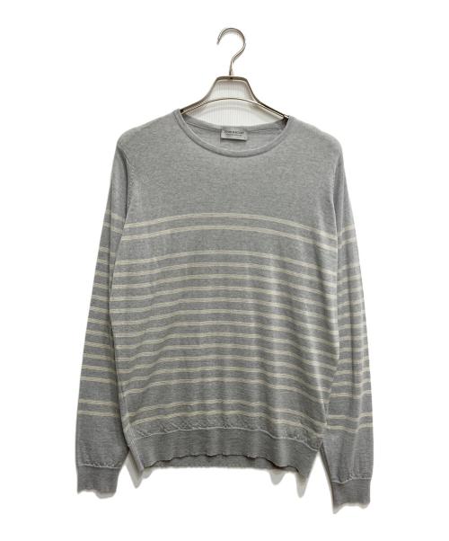 JOHN SMEDLEY（ジョンスメドレー）JOHN SMEDLEY (ジョンスメドレー) ニュージーランドメリノ ボーダーニット グレー サイズ:Ｌの古着・服飾アイテム