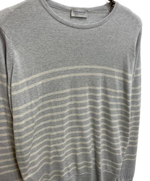 JOHN SMEDLEY（ジョンスメドレー）JOHN SMEDLEY (ジョンスメドレー) ニュージーランドメリノ ボーダーニット グレー サイズ:Ｌの古着・服飾アイテム
