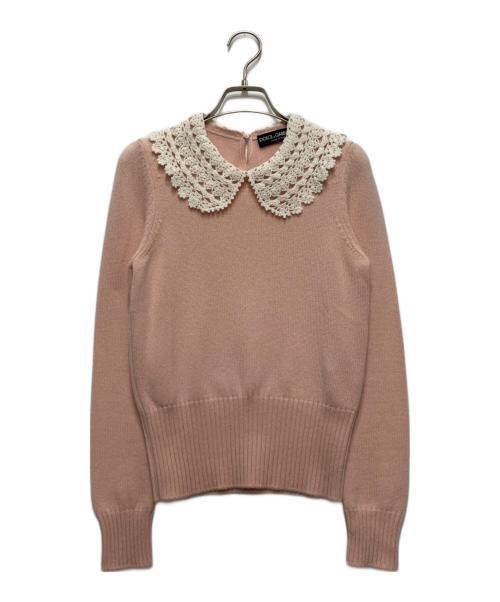 DOLCE & GABBANA（ドルチェ＆ガッバーナ）DOLCE & GABBANA (ドルチェ＆ガッバーナ) レースカラーニット ピンク サイズ:36の古着・服飾アイテム