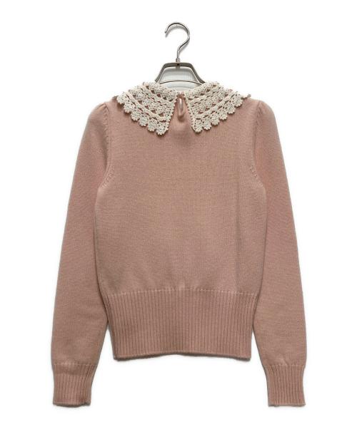 DOLCE & GABBANA（ドルチェ＆ガッバーナ）DOLCE & GABBANA (ドルチェ＆ガッバーナ) レースカラーニット ピンク サイズ:36の古着・服飾アイテム