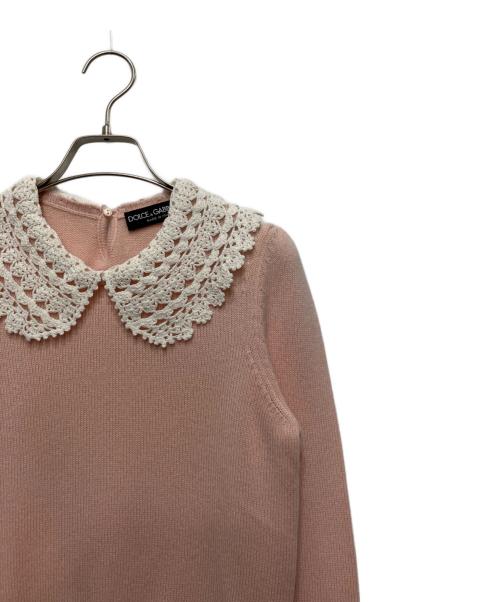 DOLCE & GABBANA（ドルチェ＆ガッバーナ）DOLCE & GABBANA (ドルチェ＆ガッバーナ) レースカラーニット ピンク サイズ:36の古着・服飾アイテム