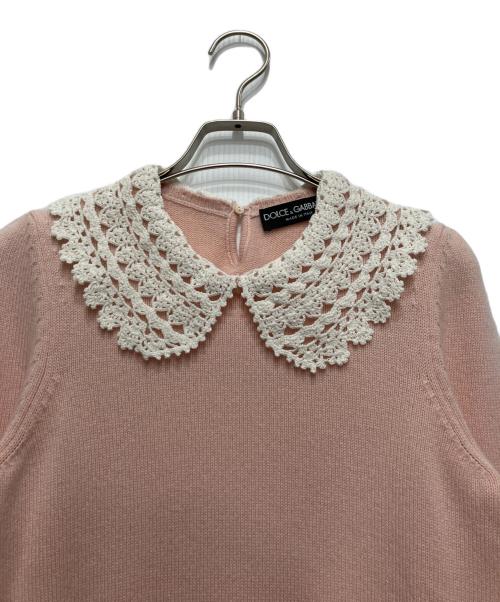 DOLCE & GABBANA（ドルチェ＆ガッバーナ）DOLCE & GABBANA (ドルチェ＆ガッバーナ) レースカラーニット ピンク サイズ:36の古着・服飾アイテム