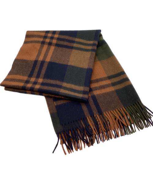 JOSHUA ELLIS（ジョシュア エリス）JOSHUA ELLIS (ジョシュア エリス) カシミヤチェックストール ブラウンの古着・服飾アイテム