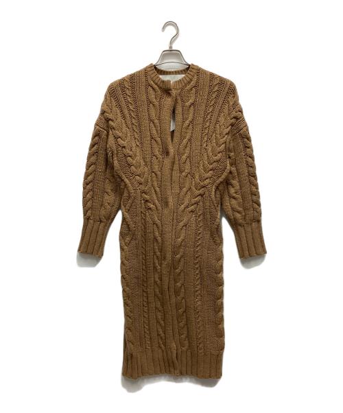 ticca（ティッカ）ticca (ティッカ) ケーブルガウンカーディガン ブラウン サイズ:Fの古着・服飾アイテム