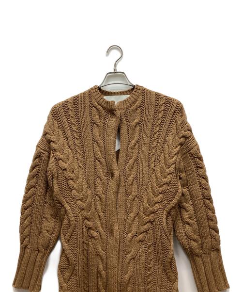 ticca（ティッカ）ticca (ティッカ) ケーブルガウンカーディガン ブラウン サイズ:Fの古着・服飾アイテム