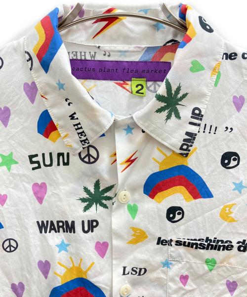 Cactus Plant Flea Market（カクタスプラントフリーマーケット）cactus plant flea market (カクタスプラントフリーマーケット) CROP ALOHA LSD SHIRT ホワイト サイズ:2の古着・服飾アイテム