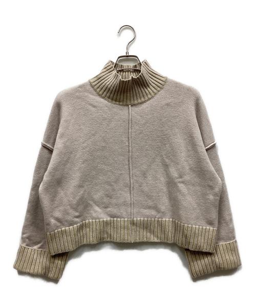 PUBLIC TOKYO（パブリックトウキョウ）PUBLIC TOKYO (パブリックトウキョウ) ショートヘムリブニット ベージュ サイズ:FREEの古着・服飾アイテム