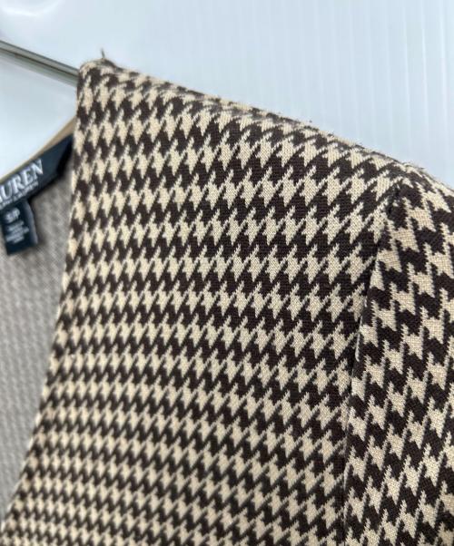 LAUREN RALPH LAUREN（ローレンラルフローレン）LAUREN RALPH LAUREN (ローレンラルフローレン) 千鳥柄カシュクールニットワンピース ベージュ サイズ:Sの古着・服飾アイテム