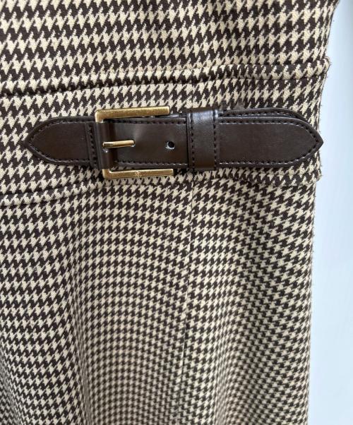 LAUREN RALPH LAUREN（ローレンラルフローレン）LAUREN RALPH LAUREN (ローレンラルフローレン) 千鳥柄カシュクールニットワンピース ベージュ サイズ:Sの古着・服飾アイテム