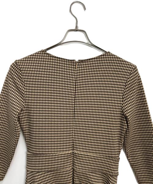 LAUREN RALPH LAUREN（ローレンラルフローレン）LAUREN RALPH LAUREN (ローレンラルフローレン) 千鳥柄カシュクールニットワンピース ベージュ サイズ:Sの古着・服飾アイテム