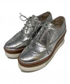 MIU MIUミュウミュウ）の古着「プラットフォームウィングチップシューズ」｜シルバー