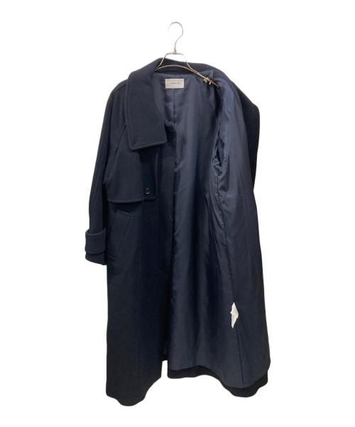 FRAY ID（フレイ アイディー）FRAY ID (フレイ アイディー) ウールリバーバルマカンコート ネイビーの古着・服飾アイテム