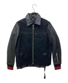 DIESEL（ディーゼル）の古着「襟レザーキャンバスレイヤードジャケット」｜ブラック