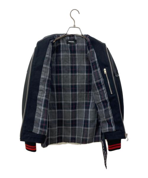 DIESEL（ディーゼル）DIESEL (ディーゼル) 襟レザーキャンバスレイヤードジャケット ブラック サイズ:Sの古着・服飾アイテム