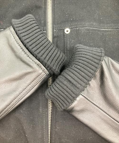 DIESEL（ディーゼル）DIESEL (ディーゼル) 襟レザーキャンバスレイヤードジャケット ブラック サイズ:Sの古着・服飾アイテム