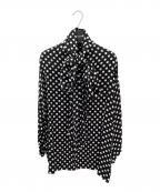 Saint Laurent Parisサンローランパリ）の古着「ドットボウタイブラウス」｜ブラック