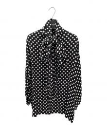 Saint Laurent Paris（サンローランパリ）の古着「ドットボウタイブラウス」｜ブラック