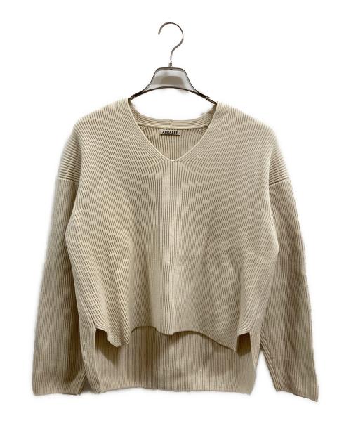 AURALEE（オーラリー）AURALEE (オーラリー) SUPER FINE WOOL RIB KNIT V NECK P/O ベージュ サイズ:1の古着・服飾アイテム