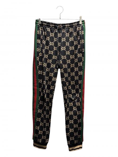 GUCCI（グッチ）GUCCI (グッチ) GGコットンジャージー ジョギングパンツ ブラック×ベージュ サイズ:Mの古着・服飾アイテム