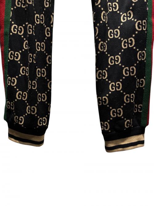 GUCCI（グッチ）GUCCI (グッチ) GGコットンジャージー ジョギングパンツ ブラック×ベージュ サイズ:Mの古着・服飾アイテム