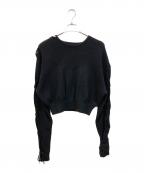 PAMEO POSEパメオポーズ）の古着「Sleeve Ribbon Knit」｜ブラック