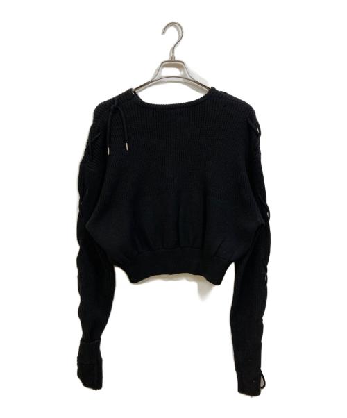 PAMEO POSE（パメオポーズ）PAMEO POSE (パメオポーズ) Sleeve Ribbon Knit ブラック サイズ:Freeの古着・服飾アイテム