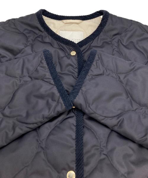 MACKINTOSH PHILOSOPHY（マッキントッシュ フィロソフィー）MACKINTOSH PHILOSOPHY (マッキントッシュ フィロソフィー) ノーカラーキルティングロングコート ネイビー サイズ:38の古着・服飾アイテム