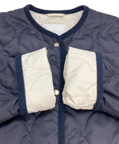 MACKINTOSH PHILOSOPHY（マッキントッシュ フィロソフィー）MACKINTOSH PHILOSOPHY (マッキントッシュ フィロソフィー) ノーカラーキルティングロングコート ネイビー サイズ:38の古着・服飾アイテム